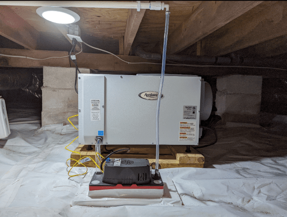 Dehu4 dehumidifier, crawlspace repair, encapsulation