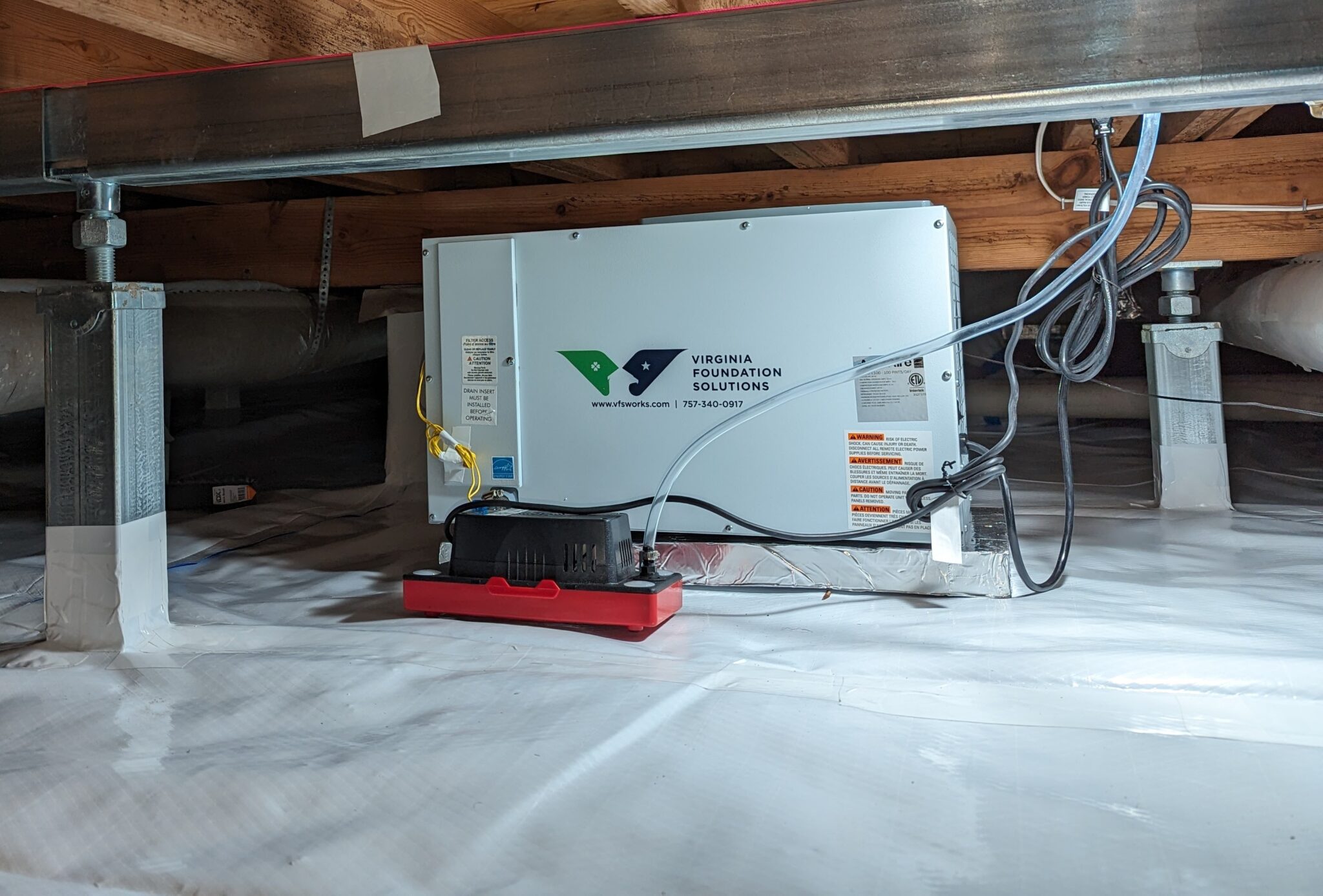 Dehumidifier in crawlspace
